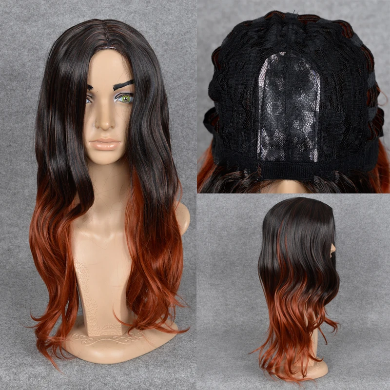 3123 Xi. РОКС длинные Обурн парик из натуральных волос Градиент синтетические вьющиеся парики для черных белых женщин парики волосы волна