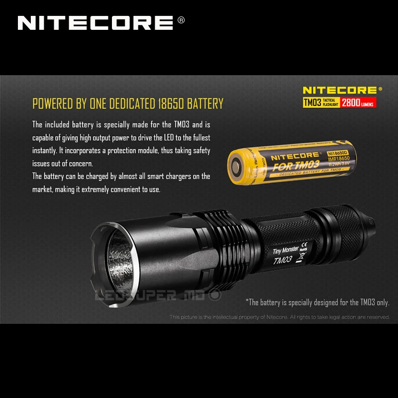 Nitecore NI18650D 11.2Wh 3,6 V высокий сток литий-ионная аккумуляторная батарея IMR18650 выделенная батарея для TM03