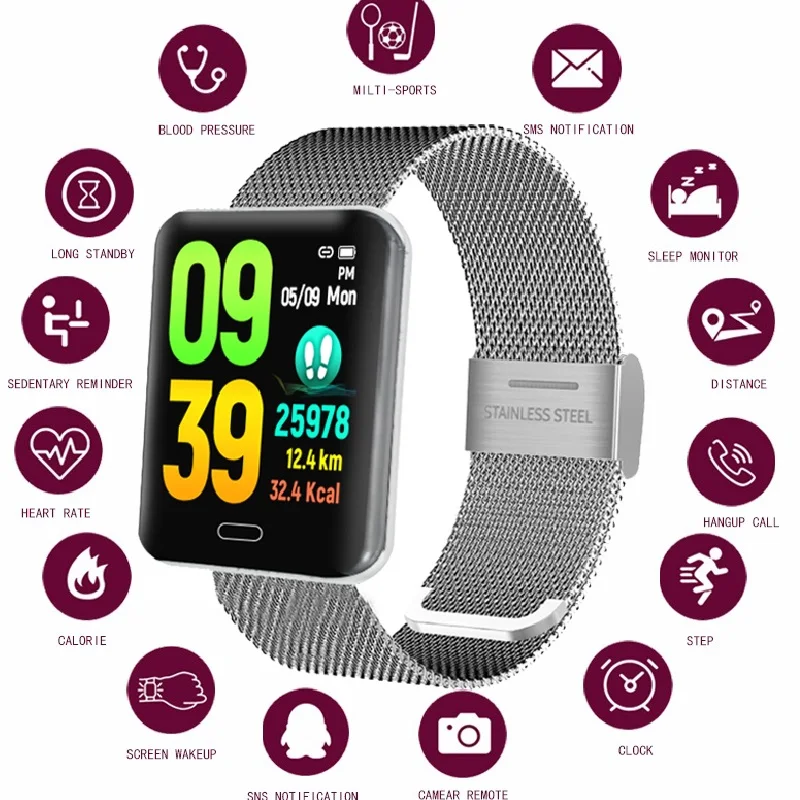 

Smart Watch Men Blood Pressure Heart Rate Tracker Sports SmartWatch Women Fitness Digital Wristwatch Multi-language Watches