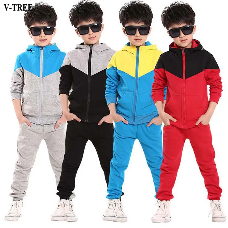 

V-TREE Children's Clothing Set Zipper Sports Suit For The Boy 10 12 Boys Clothes Sets Teeange Tracksuit Roupas Infantis Menino