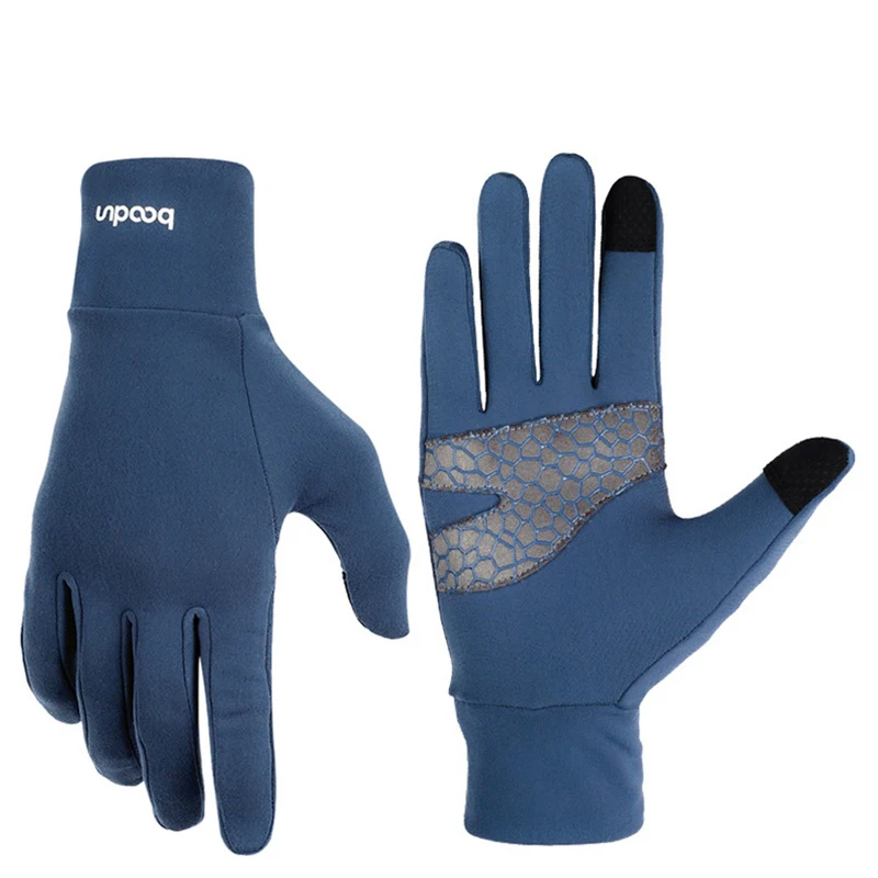 Зимние велосипедные перчатки с гелевыми пальцами, Зимние перчатки для велоспорта, Нескользящие силиконовые ветрозащитные спортивные перчатки с сенсорным экраном для мужчин и женщин - Цвет: huilanse1