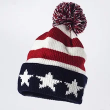 Новая звезда полосатые шерстяные шапки Мужская зимняя теплая вязаная шапка Высокого Качества Модная Толстая шапка с помпоном