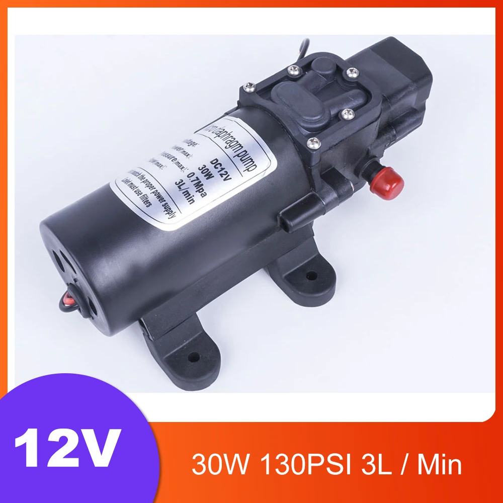 

Mini Durable DC 12V 30W 130PSI 3L / Min Diaphragm Pump Electric Water Pump High Pressure Experimental Watering Spray Pump