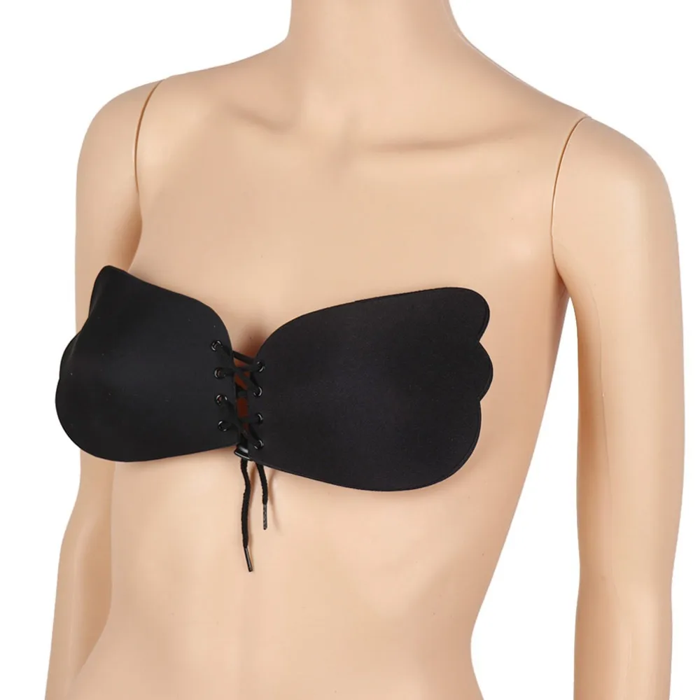 

Black Color Breathable Ladies Gel Bra Silicone Freebra Breast Lift Push Up Bra With Front Buttons Adhesive Bra