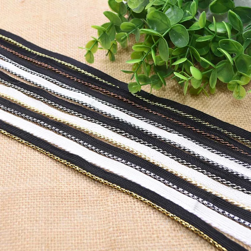 

5M Trimming Lace Ribbon Fabric DIY Sewing Accessories Wedding Decoration Craft Gold Silver Lace Weaved Ribbon Home Supplies