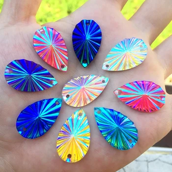 

16*28mm Teardrop Resin AB Rhinestones Sewing On Flatback Crystals DIY stick Stones Drop Beads 20 pcs/lot -B14