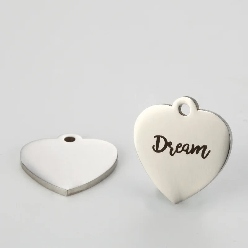 

MYLONGINGCHARM 50pcs/lot Customyour logo or design, Stainless steel heart charm 19x20mm Bracelet Charms,Necklace Pendant G2532