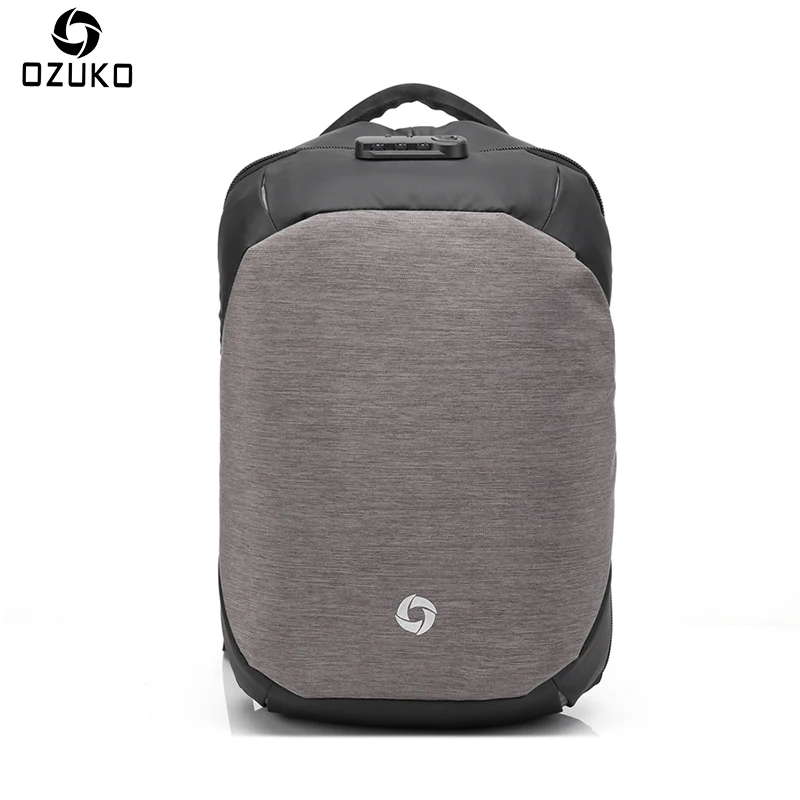

2018 OZUKO Men's Laptop Backpack USB External Charge Computer Shoulders Bag Anti-theft School Backpack Waterproof Travel Mochila