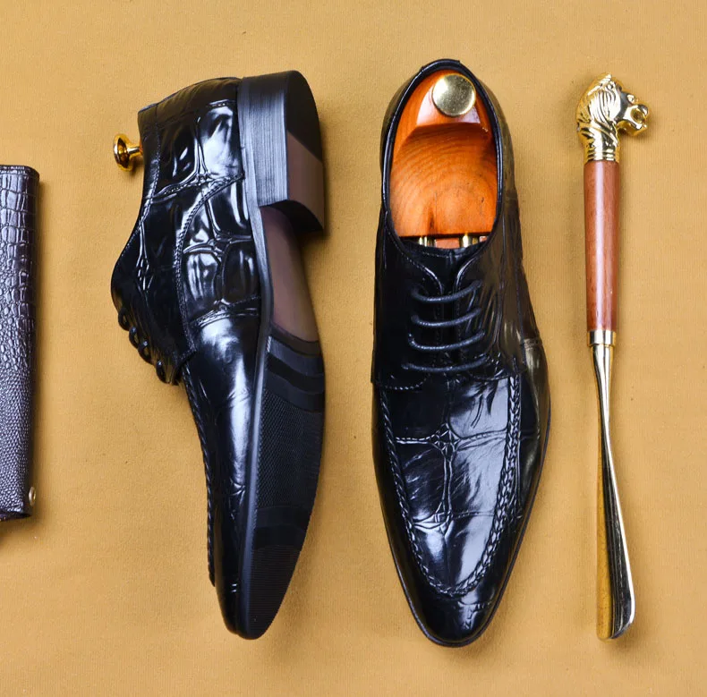 QYFCIOUFU/; Лидер продаж; Роскошные Мужские модельные туфли; мужские туфли ручной работы из натуральной кожи с узором «крокодиловая кожа»; свадебные офисные туфли в деловом стиле
