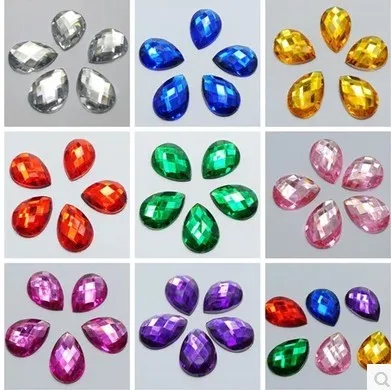 200pcs Mixed Color Acrylic Rhinestone 13X18mm Teardrop Flatback Sewing Button Sew beads jewelry diy Accessories Decorative | Дом и сад