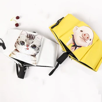 

Male Full Automatic Umbrella Rain Women Sunny Umbrella Cartoon Kids Three Folding Umbrellas Black Coating Wind Resistant Parasol