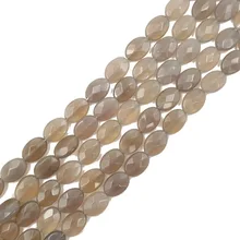 LII Ji натуральный камень серый Агат овальной формы граненые бусины около 10x14 шарики для DIY ювелирных изделий 38 см