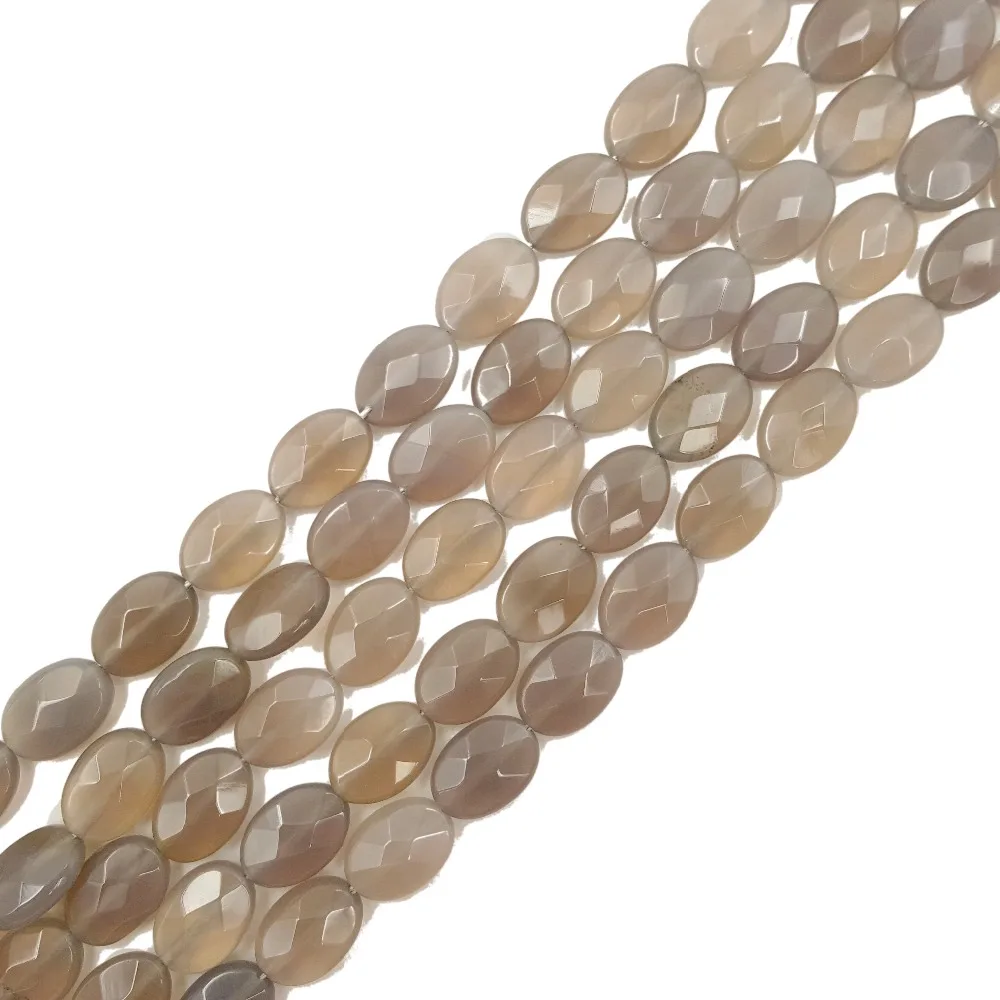 

Lii Ji Natural Stone Grey Agate Oval Shape Faceted Beads Approx 10x14mm Loose Beads for DIY Jewelry 38cm