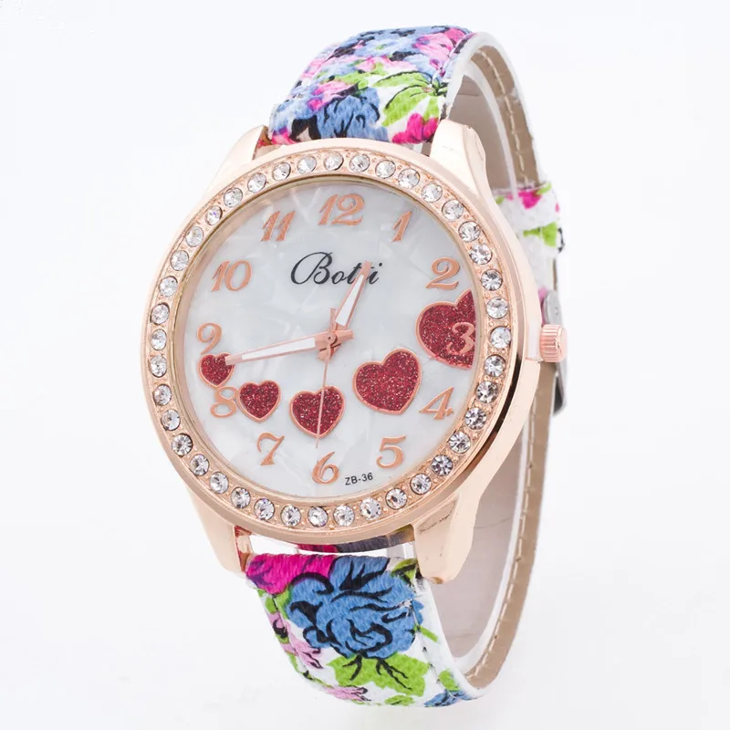 Лидер продаж Relogio Feminino Erkek коль Saati Reloj Mujer наручные часы Для женщин Цветочный принт