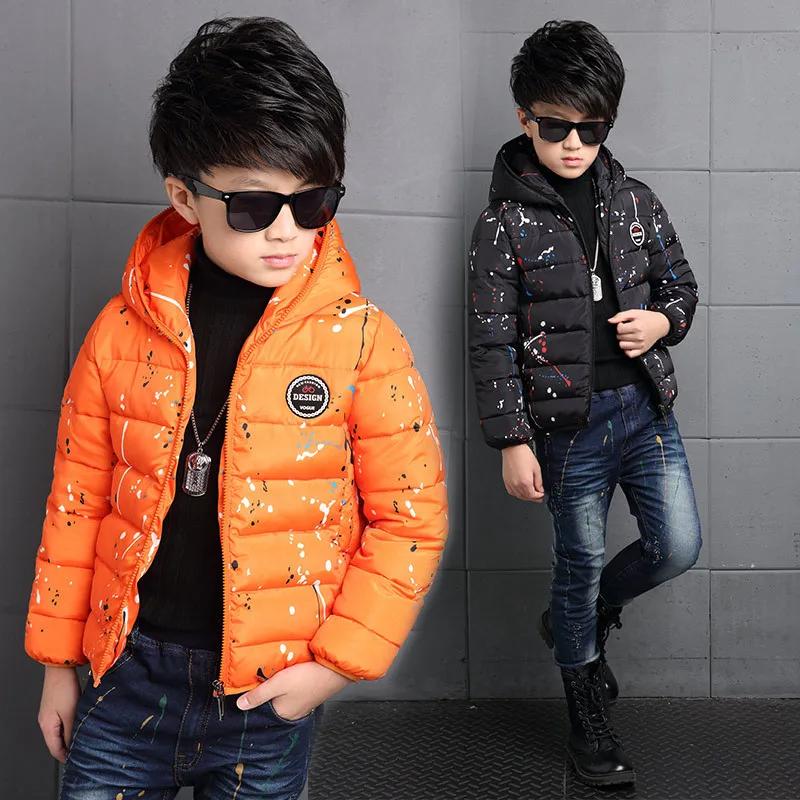 

2018 Children Clothing Winter Jacket Toddler Boys Thick Down Coat Kids Print Outerwears Jacket Warm Coat Snowsuits 10 12 14 Year