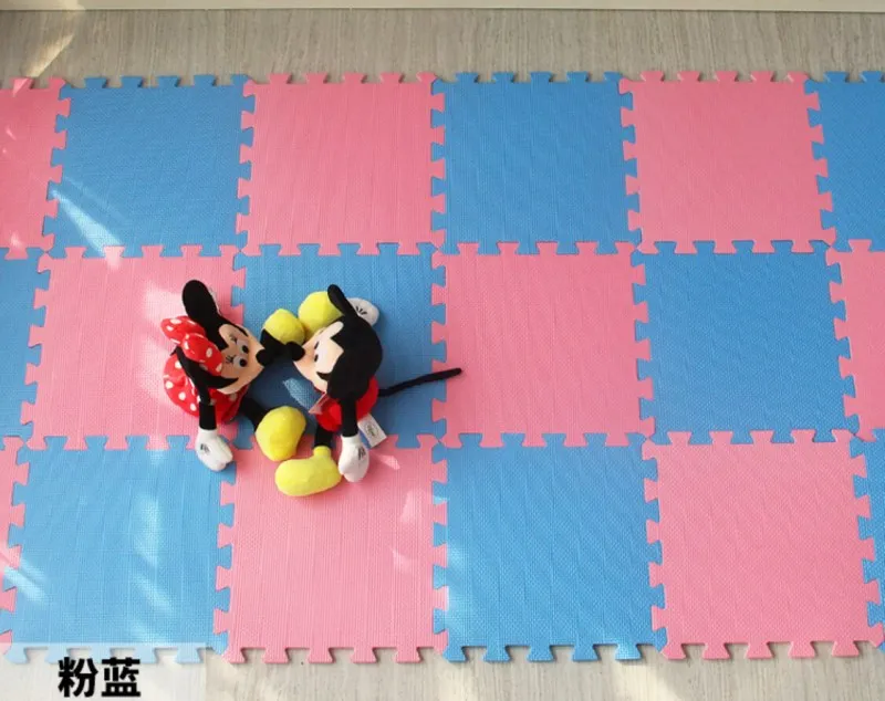 Детский коврик-пазл из пенополистирола EVA/18 или 24 шт./партия, блокирующая головоломка для упражнений, мягкая плитка для пола, детская игровая комната - Цвет: Pink Blue