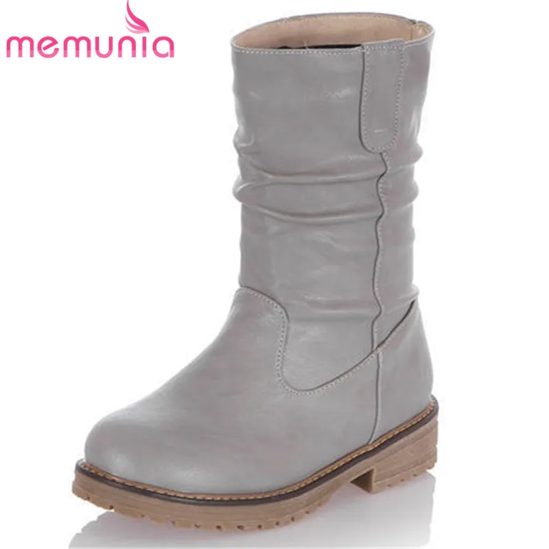 

MEMUNIA 2020 new arrival ankle boots women round toe slip on autumn winter boots comfortable square heels shoes woman