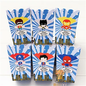 12 шт./лот Минни Микки Бэтмен Мстители Ариэль Белоснежка Золушка Принцесса попкорн коробка Детские предметы декора для вечеринок и дней рождения Подарочная коробка - Цвет: Avengers