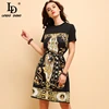 LD LINDA DELLA New Fashion Summer Dress Women's Short Sleeve Printed Beading Bow Tie Elegant Vintage Party Loose Midi Dresses ► Photo 3/6