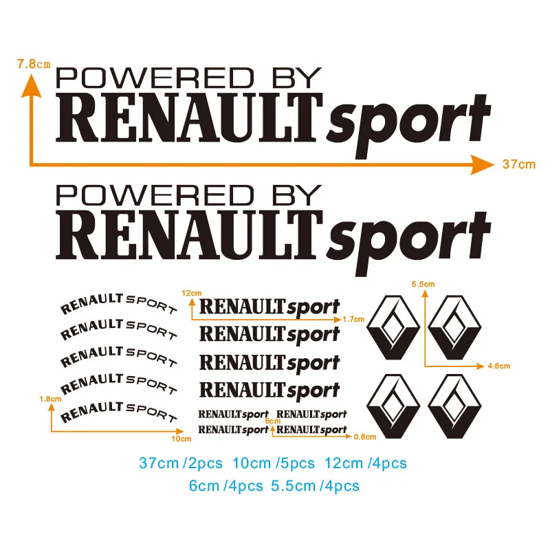 19 шт. наклейка для renault sport lio Megane Twingo зеркальные диски заднего вида сплав колеса с