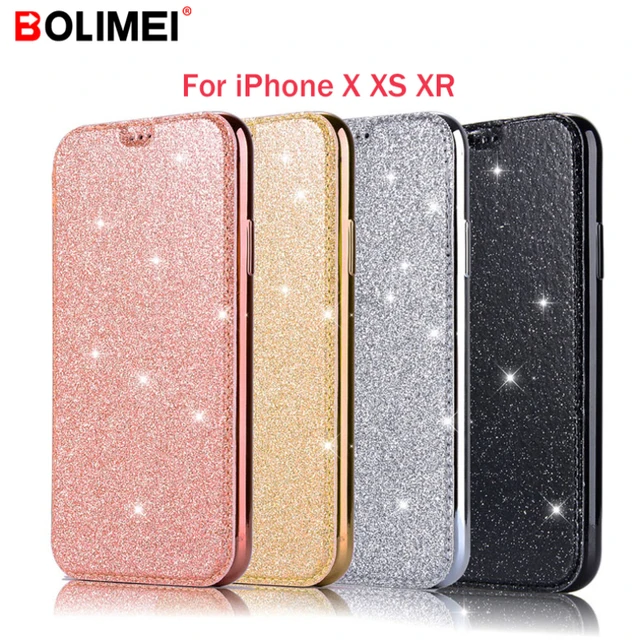 Best Price Luxury Glitter Slim Book Leather +TPU Wallet Flip Phone Protect Cover For iPhone X XR XS MAX Case cover for iphone 7 8 Plus Case