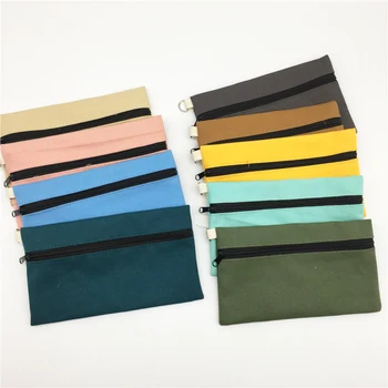 

10pcs Coloful blank canvas zipper Pencil cases pen pouches cotton cosmetic Bags makeup bags Mobile phone clutch bag organizer