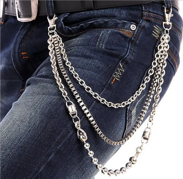 Men Women Jeans Chains Unisex Hip hop Alloy Belt Multi Layers Waist