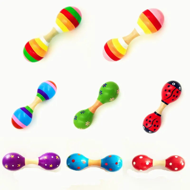 مزدوجة رئيس الملونة خشبية Maracas الطفل الطفل آلة موسيقية حشرجة شاكر للحزب لعبة مزدوجة رئيس الملونة خشبية Maracas الطفل الطفل آلة موسيقية حشرجة شاكر للحزب لعبة