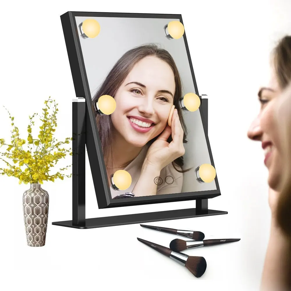 Косметическое зеркало высокой четкости с регулируемым вращением, освещенное зеркало для макияжа, светодиодный светильник, косметическое зеркало с голливудским стилем