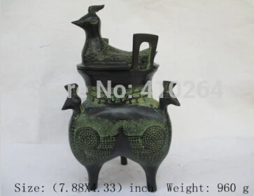 

[old craft ] The ancient Chinese folk collection bronze incense burner. Four bird