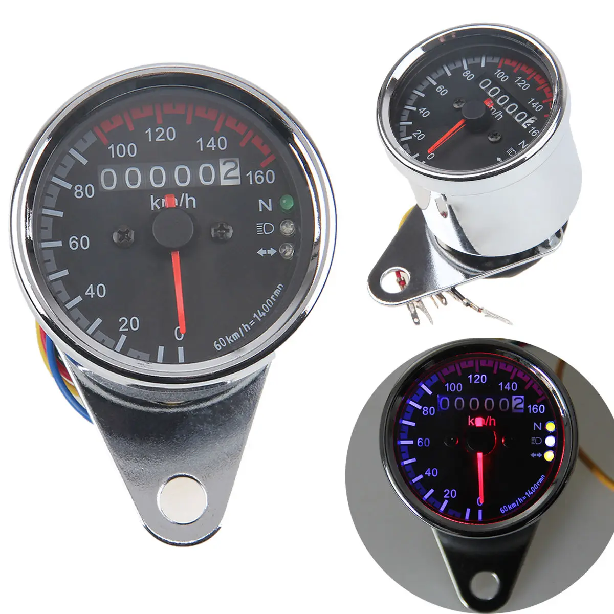 

Chrome Motorcycle Odometer Speedometer Gauge Meter LED Backlight Turn Signals Lights Motocross Speedometer For Harley KTM Suzuki