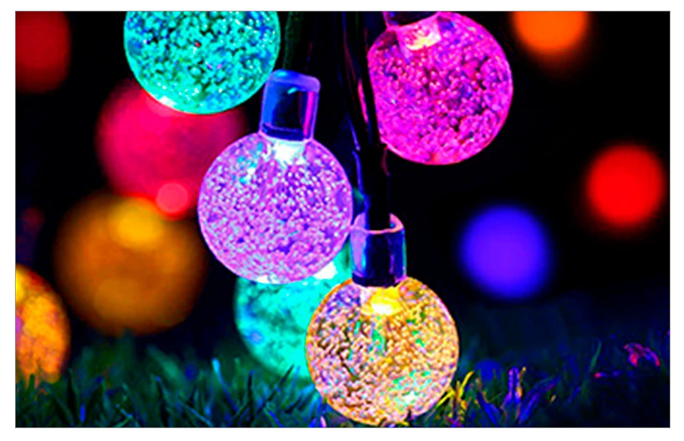 Светильник на солнечной батарее, уличный Водонепроницаемый светодиодный светильник на солнечной батарее, гирлянда с шаром, сказочный светильник вечерние, праздничные, свадебные, рождественские украшения для сада
