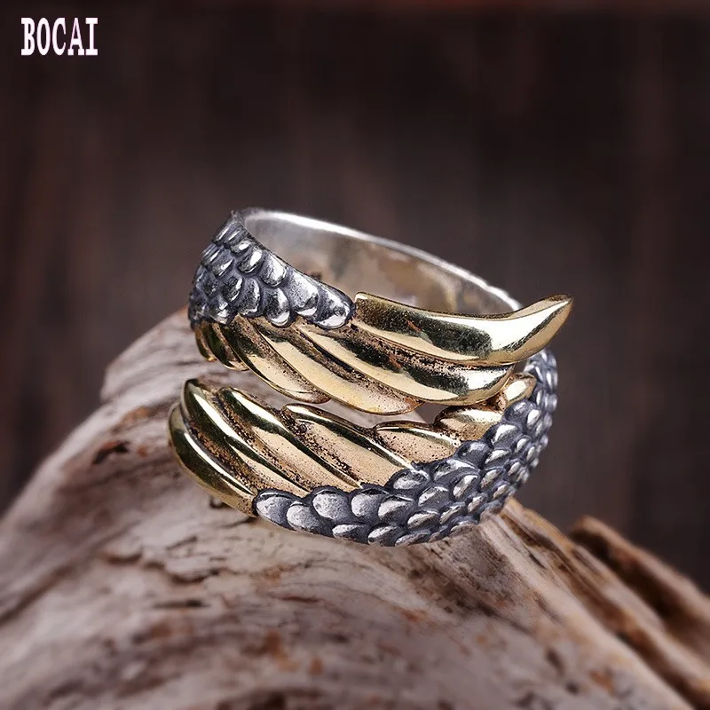 

S990 solid sterling silver jewelry adjustable personality hip hop men's ring silver ring
