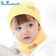 Bnaturalwell Spring Autumn Winter Baby Cap Girls Boys Children Knitted Hat and Scarf Set Kids knit hat with scarf set H346B