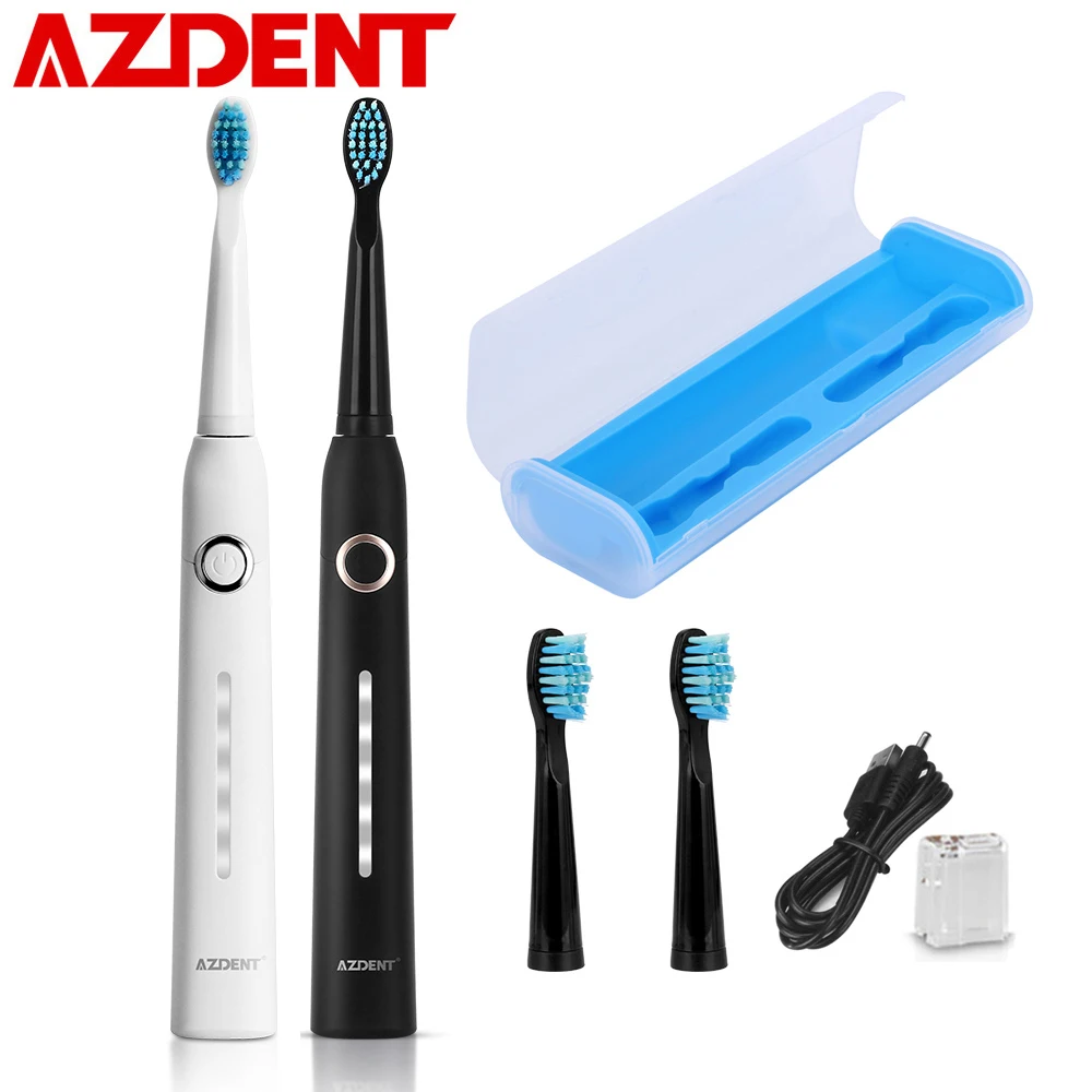 AZDENT электрическая зубная щетка es AZ-9 Pro Sonic, автоматическая зубная щетка с таймером для взрослых, перезаряжаемая через USB электрическая зубная щетка, дорожная коробка