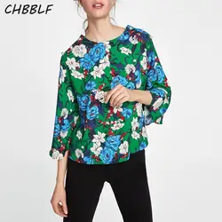 Женские винтажные рубашка с цветочным узором блуза с длинным рукавом ретро дамы уличная Весна Chic Топы xdl1168