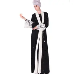 Черные Абаи платье из Дубая турецкий исламский, мусульманский платье хиджаб халат-кимоно для Для женщин Восточный халат из марокена