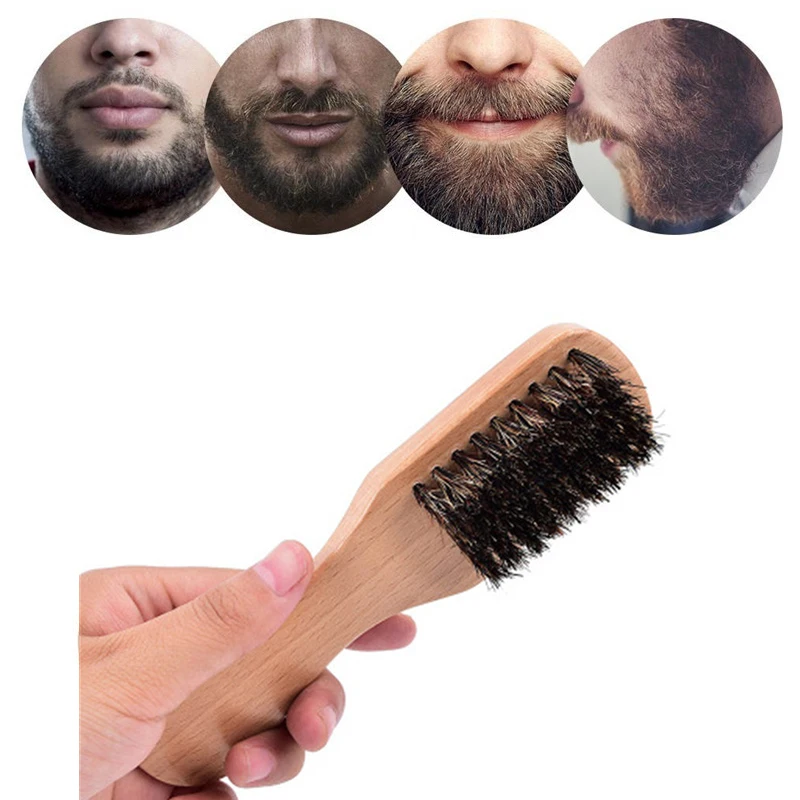 

New Men's special Wild boar bristle beard brush Comb Delicate round long handle eucalyptus Comb Beard tool brushes