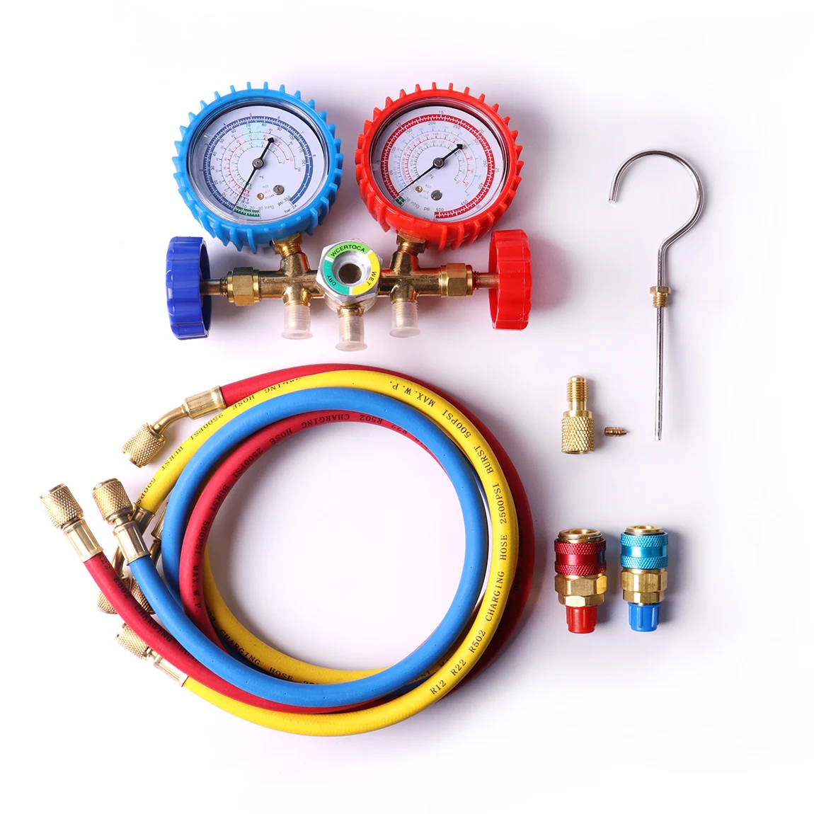 New Air Conditioning Red Blue H-L R134 Quick Couplers R12 R22 R502 and R134a A/C Manifold Brass Gauge Set with 3 Charging Hoses New Air Conditioning Red Blue H-L R134 Quick Couplers R12 R22 R502 and R134a A/C Manifold Brass Gauge Set with 3 Charging Hoses