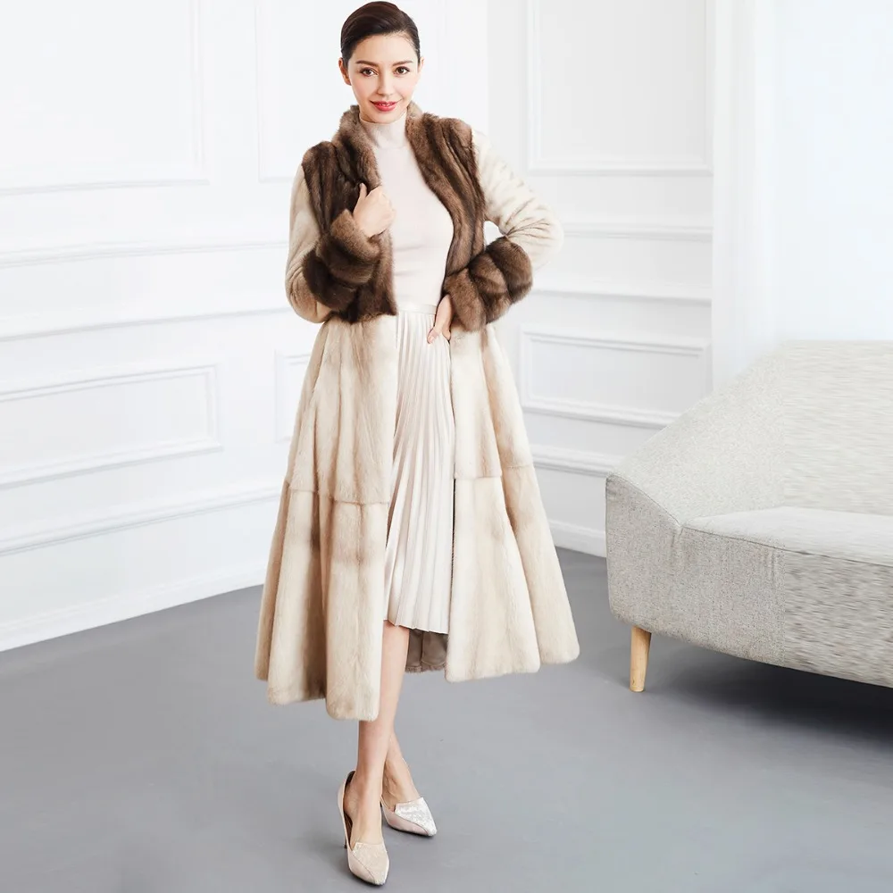 

Real fur coats women luxury sable fur Russia winter natural marten mink fur coat high end quality fur clothing female NPI 80110B