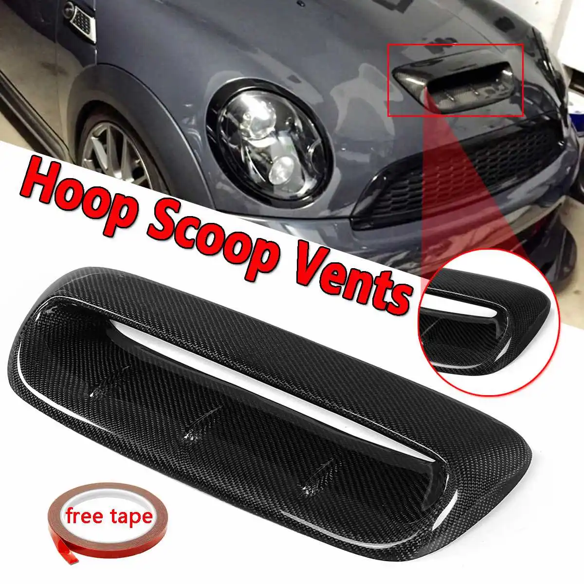 

Front Hood Vent For Mini Cooper S R56 2007-2014 VTX Style Real Carbon Fiber Bonnet Car Hood Vents Air Flow Intake Scoop Covers