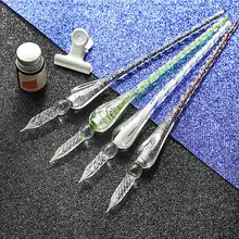 Красивые креативные блестящие, ручной работы, стеклянные ручки, красочные чернила, Dip Ручка, коллекция принадлежностей, офисные, школьные канцелярские принадлежности