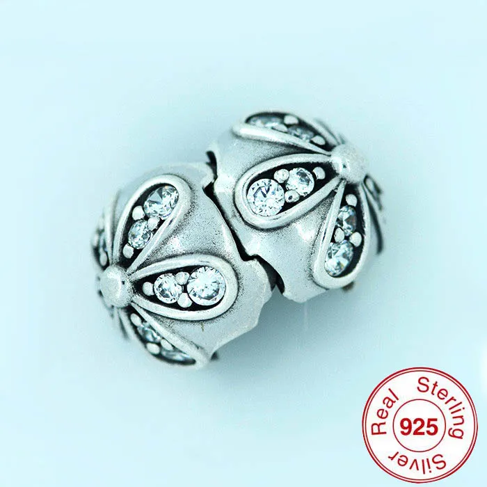

100% 925 Sterling Silver Beads DAISY SILVER CLIP WITH CUBIC ZIRCONIA DIY Making Jewelry CL002