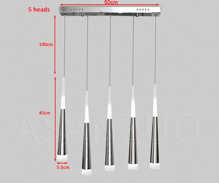 Современные светодиодные конические подвесные светильники, много головок, алюминиевая акриловая столовая, гостиная, бар, кафе, подвесной светильник