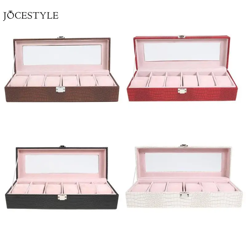 

Fashion 6 Grid PU Watch Box Case Jewelry Watch Display Case Storage Box Rectangle Jewelry Organizer Holder Accessories