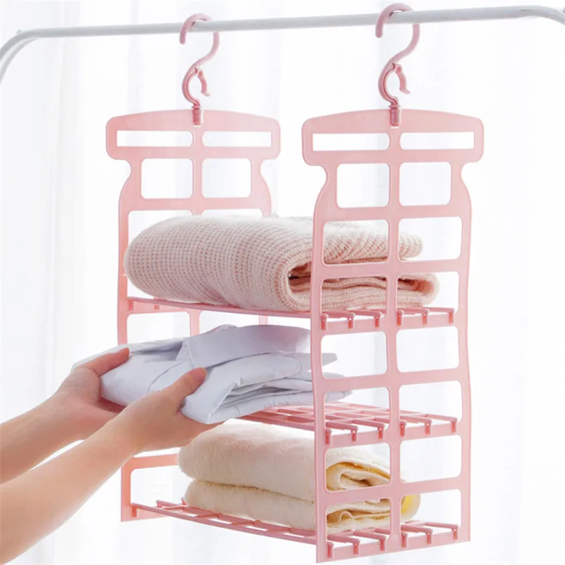 Layered Clothes Storage Basket Wardrobe Hanging Clothes Finishing Shelf