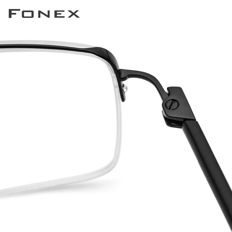 Montura de gafas de titanio puro de moda para hombres, montura cuadrada ultraligera de marca de diseñador para mujer, monturas ópticas de miopía, gafas 9128 - 4