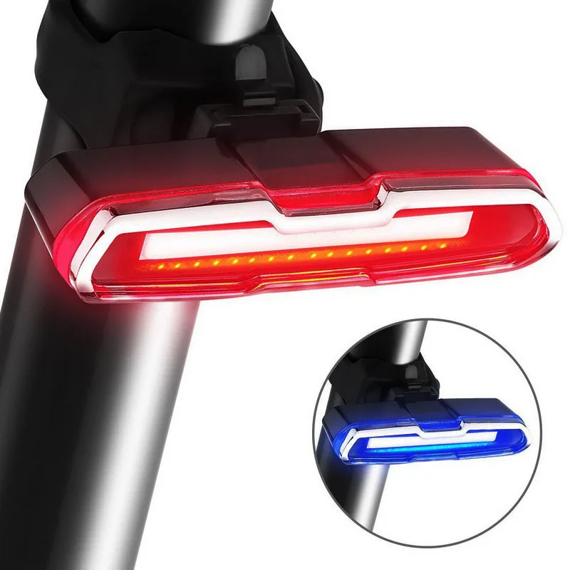 Perfect Bike Tail Light Ultra Bright Bike Light USB Rechargeable LED Bicycle Rear Light 5 Light Mode Headlights with Red + Blue 0