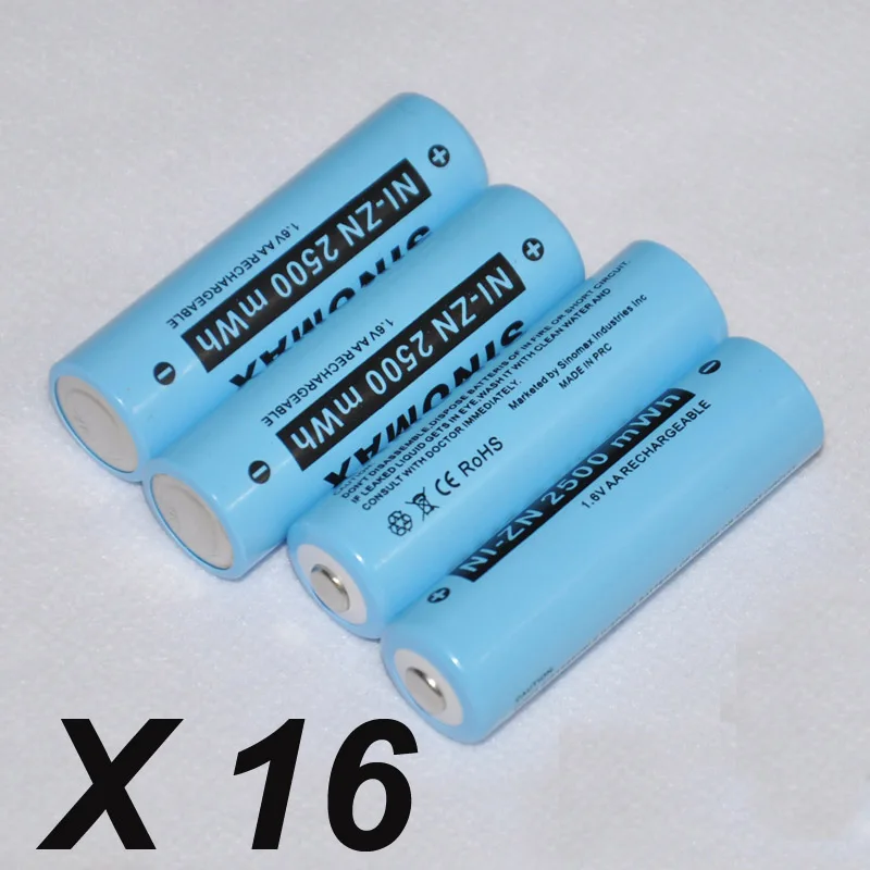16 шт. 14500 AA 1 6 V Ni-Zn аккумуляторная батарея 2500mwh NiZn игрушки для сотовых камер Замена 2