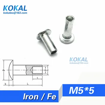 

[YKFe-M5*5]100PCS Free Shipping M5 Series oval head semi-tubular rivet M5*5mm Fe Iron steel Rivet